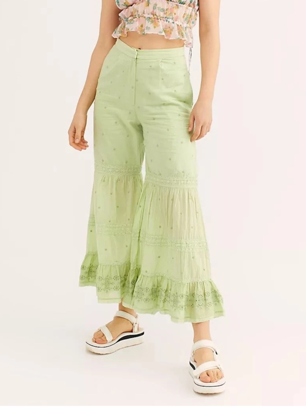 Free People Done for Me Green Trousers